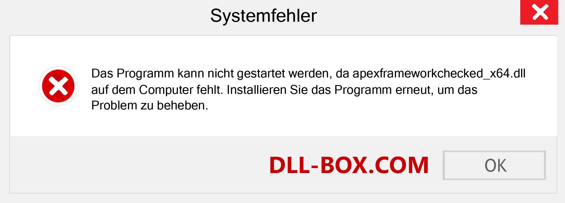 apexframeworkchecked_x64.dll-Datei fehlt?. Download für Windows 7, 8, 10 - Fix apexframeworkchecked_x64 dll Missing Error unter Windows, Fotos, Bildern