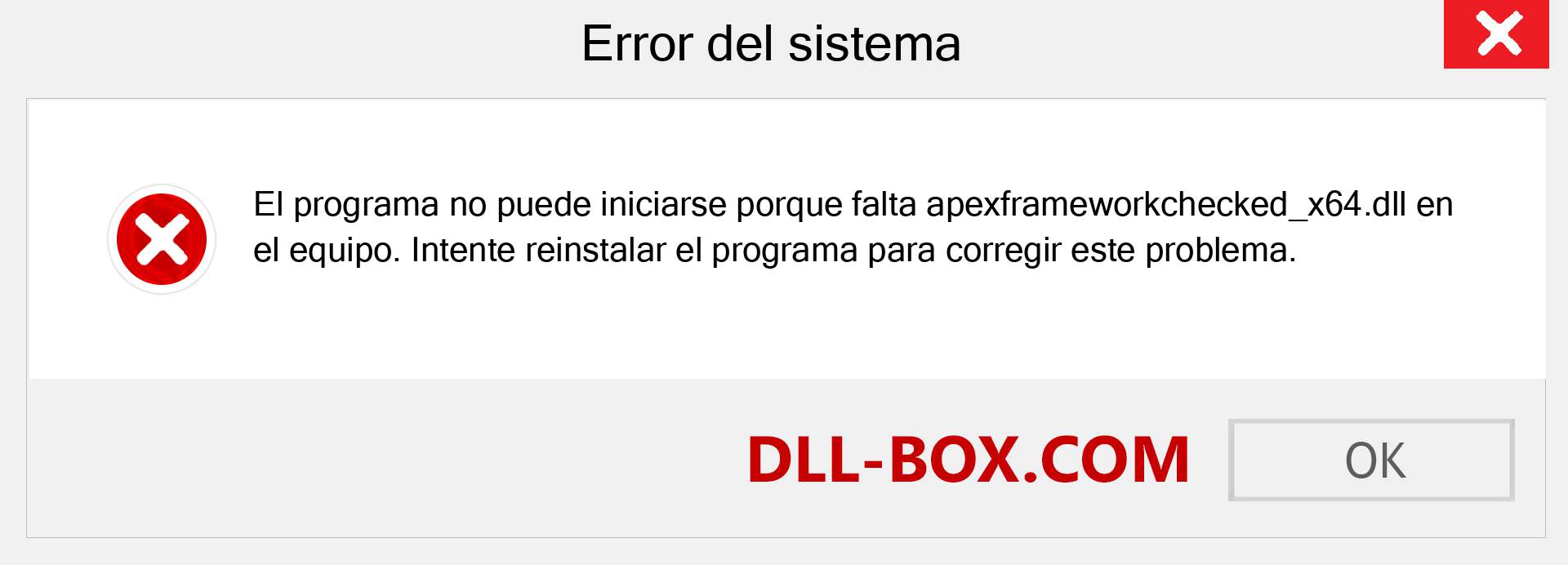 ¿Falta el archivo apexframeworkchecked_x64.dll ?. Descargar para Windows 7, 8, 10 - Corregir apexframeworkchecked_x64 dll Missing Error en Windows, fotos, imágenes